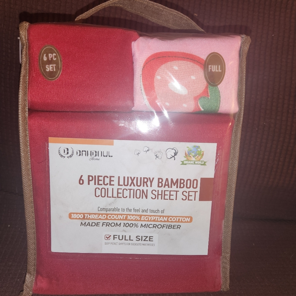 Dahdoul Egyptian Cotton 6 Piece Luxury Bamboo Collection Full Sheet Set